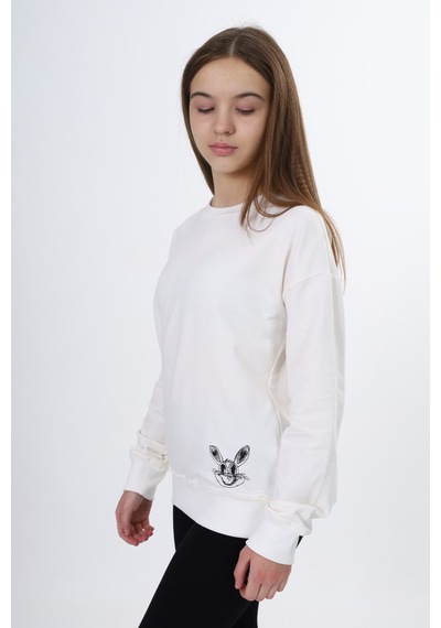 Toontoy Kids Toontoy Kız Çocuk Baskılı Sweatshirt Ekru