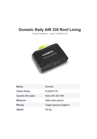 Dometic Rally Aır 330 Ön Çadır Tavan Astarı Roof Lining 9120001176