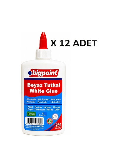 Bigpoint Beyaz Tutkal 250 Gram X 12 Adet