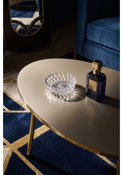 Gold Metal Oval Orta Sehpa Krem