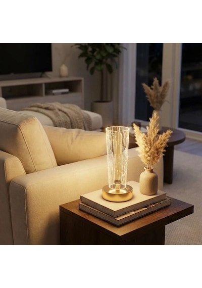 River World 3 Renk Işık Modlu Dekoratif Şarjlı Kristal Nokta Model Silindirik Çok Renkli