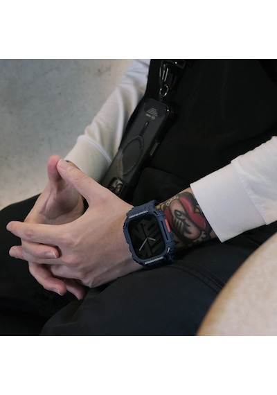 Watch Ultra 49mm Uyumlu 2in1 Tpu Kasa Koruyuculu Silikon Kordon Skinarma Mecha Lacivert