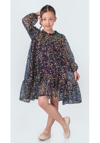 Likio Vintage Payet Kız Çocuk Abiye M00739 Lacivert