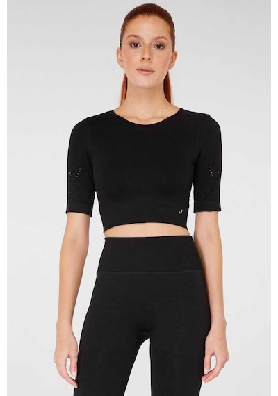 Jerf Naples Kısa Kol Crop Top Econyl Siyah