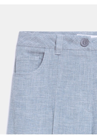 DİLVİN 72728 Keten Karışımlı Geniş Paça Pantolon-mavi
