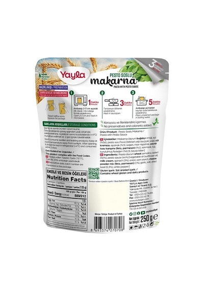 Yayla Pesto Soslu Makarna 250 G