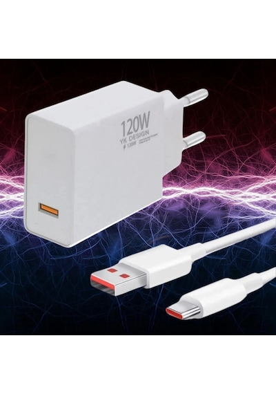 120w Usb Hızlı Type C Uçlu Kablolu Şarj Aleti Çok Renkli