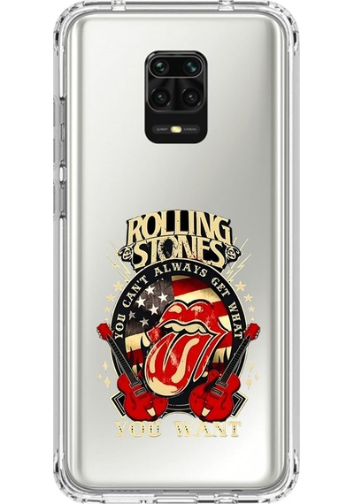 Xiaomi Redmi Note 9 Pro Uyumlu Şeffaf Kılıf Rolling Stones Tasarımlı