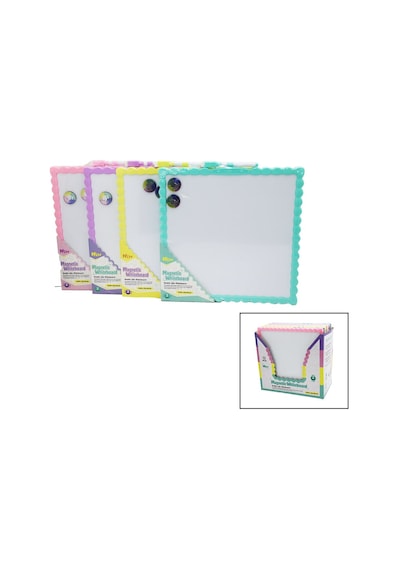 Manyetik Beyaz Yazı Tahtası - Çift Taraflı - 29x29 Cm - Renkli Çerçeve Çok Renkli