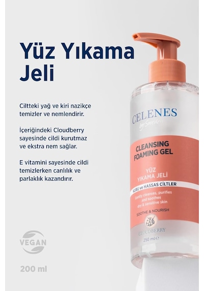 Celenes Cloudberry Köpüren Yüz Yıkama Jeli Kuru Ve Hassas Ciltler 250 Ml