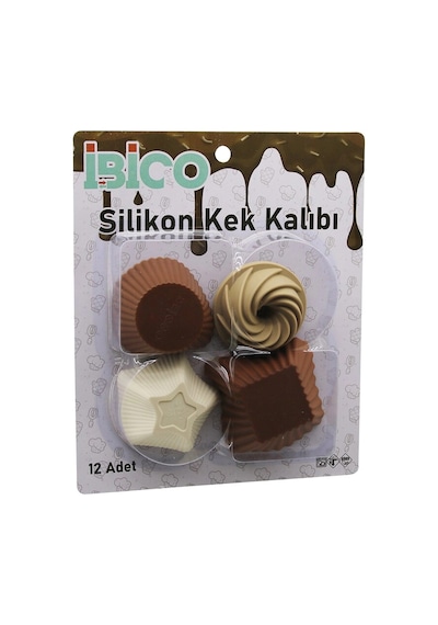 Muffin Kek Kalıbı Seti - 12'li Paket - Karışık Şekilli Set Kahverengi