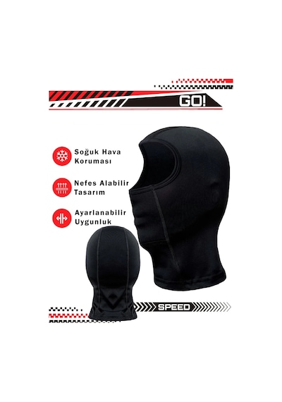 Hnc Sport Motosiklet Balaklava Nefes Alan Motorcu Termal Maske - Çok Amaçlı Sporcu Maskesi Siyah