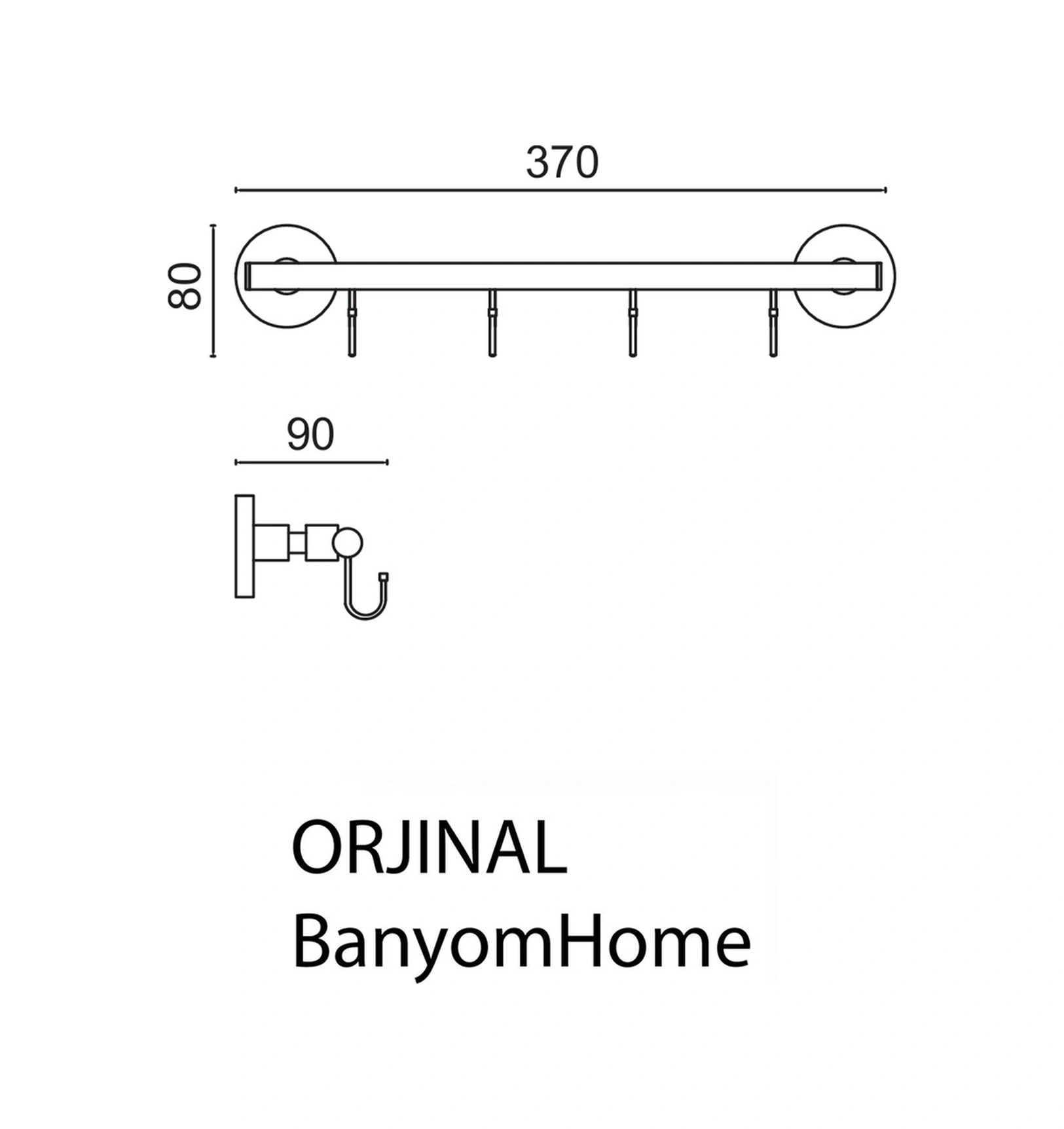 Çelik Banyo Paslanmaz Pirinç Mat Siyah Flora 4'lü Set Askılık Siyah