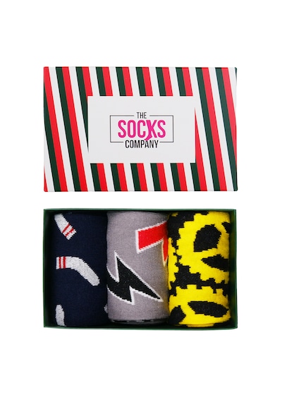 The Socks Company 3'lü Desenli Erkek Çorap Set Çok Renkli