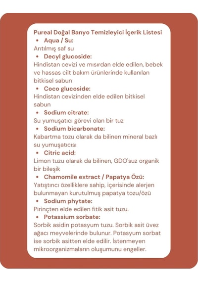 Pureal Doğal Banyo Temizleyici 500 Ml Tekli