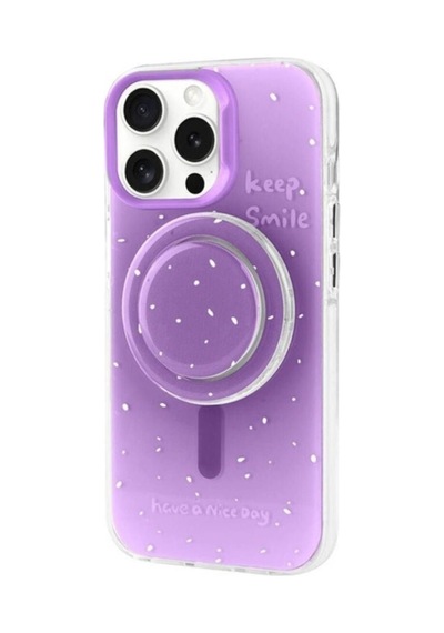 Apple Uyumlu iPhone 15 Pro Max Kılıf M-safe Şarj Özellikli Tak-çıkar Pop Soketli Zore Tiktok Kapak Mor