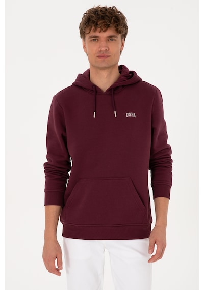 U.S. Polo Assn. Erkek Regular Fit Kapüşonlu Şardonlu Bordo Basic Sweatshirt 50315582-VR177