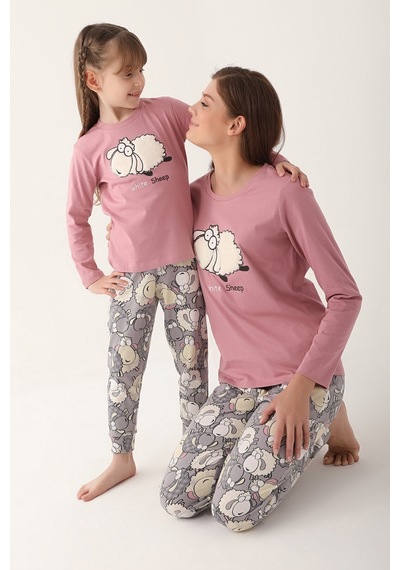 Arnetta White Sheep Pembe Kadın Uzun Kol Pijama Takım