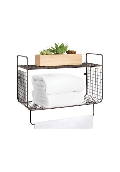 Metal Mutfak Banyo Duvar Rafı Terek Havluluk Wd-102 Siyah