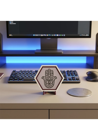 Modern Hamsa Masaüstü Objesi, Çalışma Alanınıza Özgünlük Katan Şık Ve Estetik Bir Tasarım Parçası 10x10 Cm, Yavru Ağzı