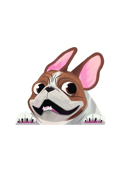 Fransız Bulldog Sevimli Araba Çıkartması 18 Cm Model2