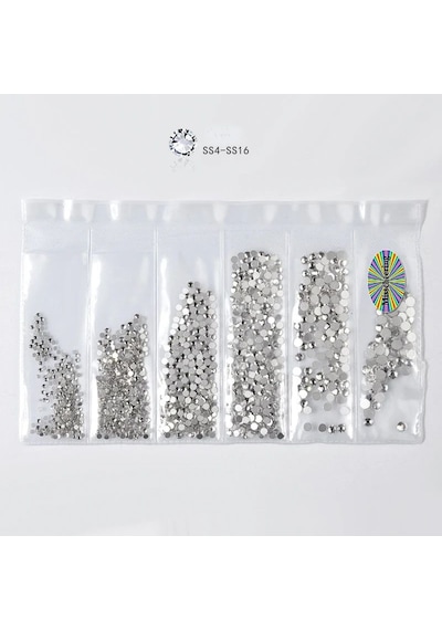 Alya Simin Nail Art Swarovski Tırnak Süsleme Taşı 6 Farklı Boy Gümüş