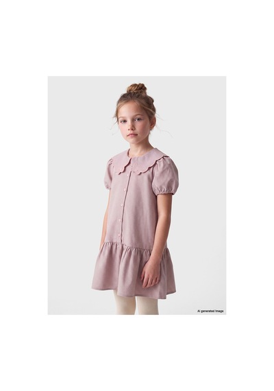 LC Waikiki Alıta Cıty Farkıyla Lcw Kids Pembe Poplin Ekose Kız Çocuk Elbise Pembe - 928242454 Pembe