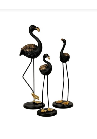 Metal Ayaklı 3 Lü Flamingo Gold Siyah