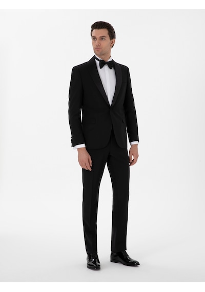 Cacharel Siyah Slim Fit Yün Karışımlı Smokin Dmatlık Cacharel Siyah Slim Fit Yün Karışımlı Smokin Dmatlık