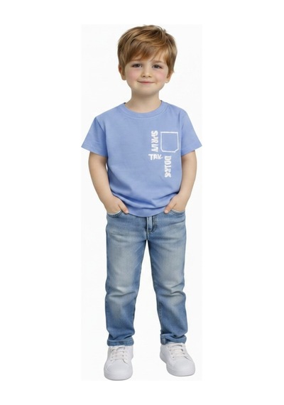 Yale Kids 3-8 Yaş Erkek Çocuk %95 Pamuklu Tişört Mavi