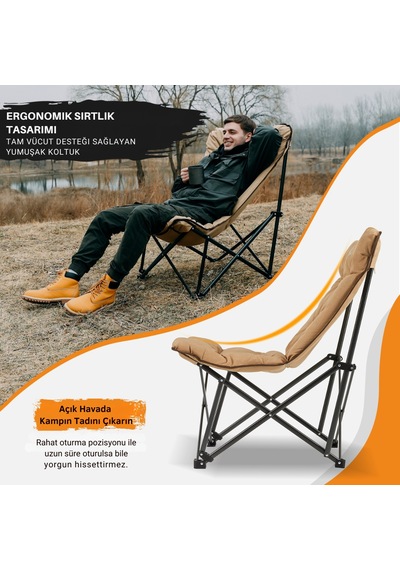 Kingcamp Lemon Lux Ultra Konforlu Kamp Sandalyesi Khaki Haki