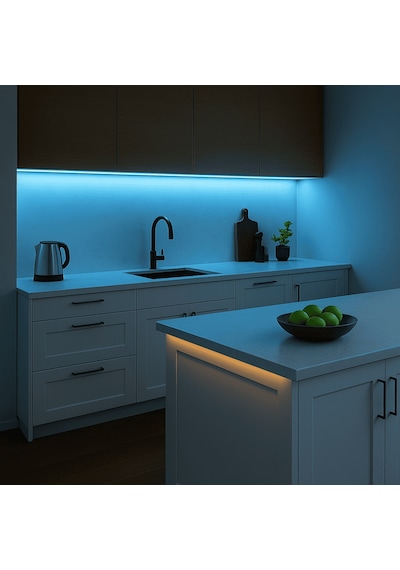 Cob Led Şerit 320/led 5m 12v Beyaz Işık 8mm Ip20 Aydınlatma Hortumu Kendinden Yapışkanlı Adaptör Dahil