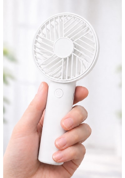 Standlı 3 Mod Şarjlı El Fanı 3 Kademe Seyahat Masaüstü Vantilatör Taşınabilir Mini Fan Beyaz F137