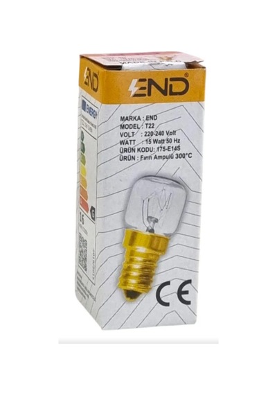 End 15w E14 Fırın Ampulü Akkor 300 C Dayanımlı T22 End-1000