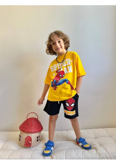Jolly Kids Erkek Çocuk Basklı Şortlu Takım 3-10 Yaş Sarı