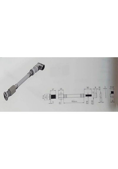 Yapıtaşı Yt239 Klozet Taharet Çubuğu Küresel Uçlu Dirsekli 90mm Beyaz