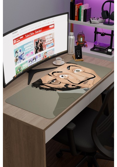 La Casa De Papel-profesör V2 90x40 Xxl Gaming Kauçuk Kaymaz Taban Mouse Pad Fare Altlığı