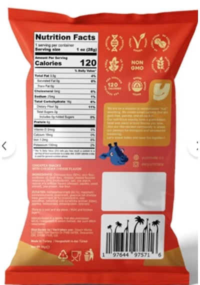 Vegan Glutensiz Cheddar Peynir Aromalı Fırınlanmış Nohut Cipsi 28 Gr