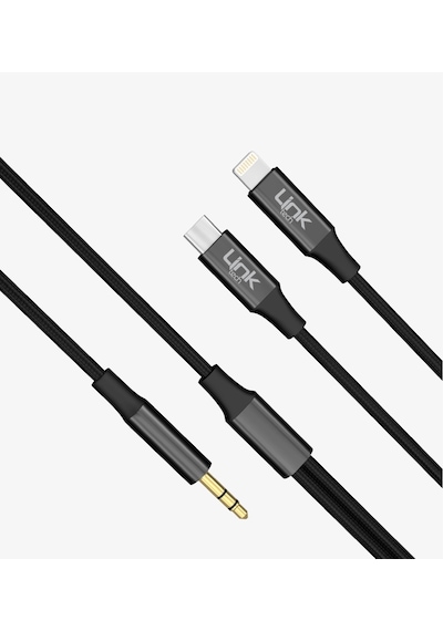 Linktech Aux To Type-c Ve Lightning Dönüştürücü - Linktech A204 3.5mm Aux'u Type-c Ve Lightning Dönü