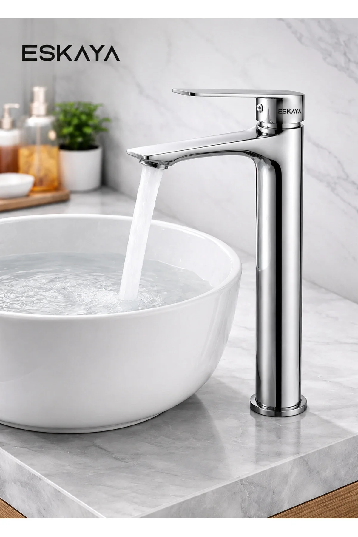 Krom Çanak Banyo Lavabo Bataryası Gri