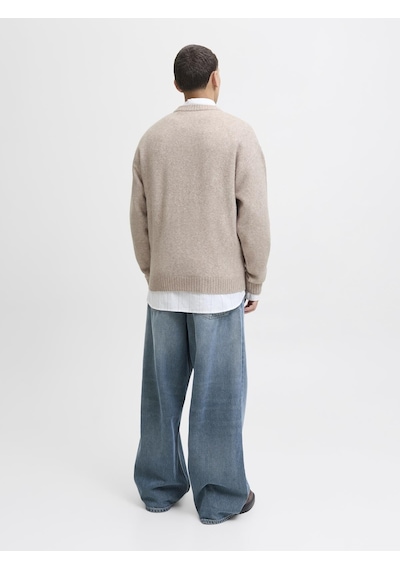 Jack & Jones Jjesoho Ollıe Knit Basic Erkek Crew Neck Kazak Modelleri Bej