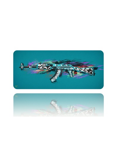 70x30 Cm Mavi Ak-47 Kauçuk Taban 3mm Oyuncu Gaming Mouse Pad