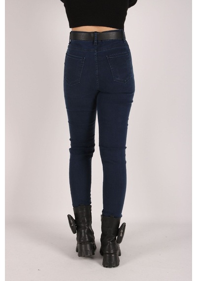 Yüksek Bel Jeans Kadın Slim Pantolon Denim Kumaş 42