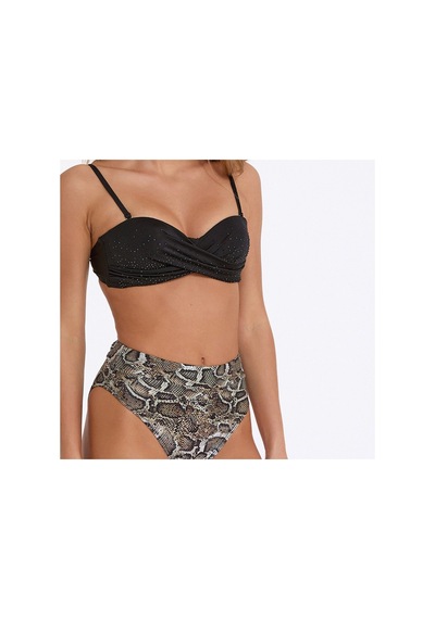 Argento Kadın Siyah Krokodil Desenli Yüksek Bel Telli Push Up Dolgulu Straplez Bikini Takımı Siyah Argento Kadın Siyah Krokodil Desenli Yüksek Bel Telli Push Up Dolgulu Straplez Bikini Takımı Siyah