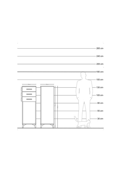 Hyperion Dolap 3 Çekmeceli 44x44x134 Çam-çam Atlas Çam