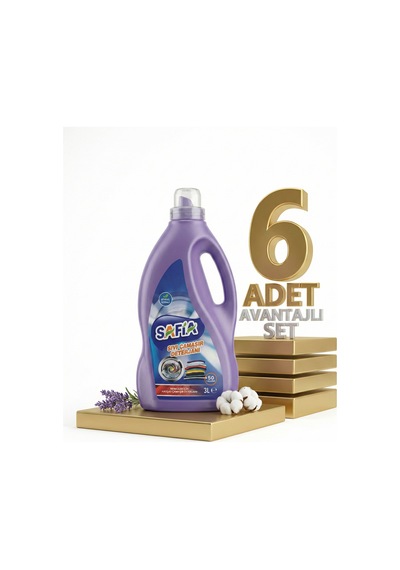Safia Bitkisel Sıvı Çamaşır Makine Deterjanı Renkliler 6x3 Lt 3 L