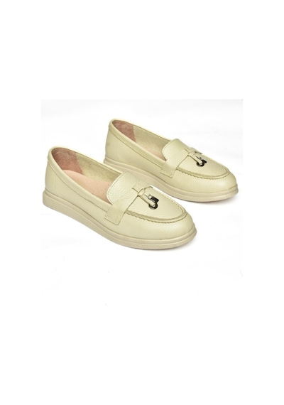 Fox Shoes P555014103 Bej Hakiki Deri Kadın Ayakkabı Bej