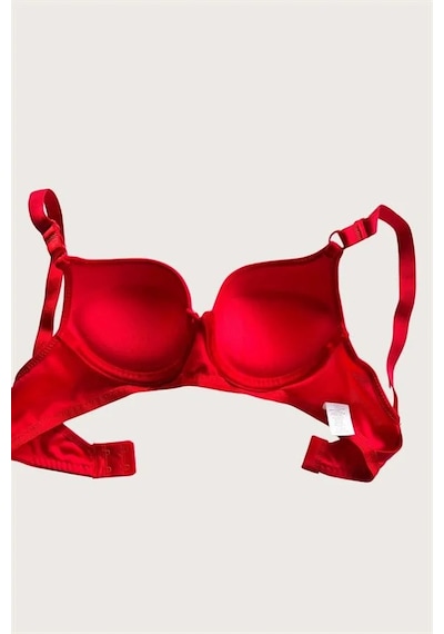 Ang Butik Mikro Kumaş Push Up Dolgulu Balenli Günlük Tek Destekli Sütyen Ten