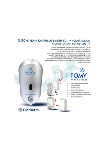 Fomy Köpük Sabun Gri Dispenser 900 Ml-81