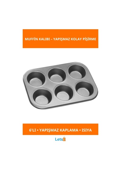6'lı Yapışmaz Muffin Kek Kalıbı Dayanıklı Ve Isıya Dirençli Çok Renkli